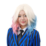 Enid Sinclair Inspired Wig – Short Pink & Blue Wavy Cosplay Hair for Women (Color: Enid-3)