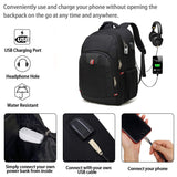 DELLA GAO 32L Anti-Theft Laptop Backpack – USB Charging Business Travel Bag for 17.3” Laptops