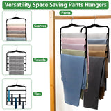 Space-Saving Velvet Pants Hangers (3-Pack) – 5-Tier Non-Slip Closet Organizer for Jeans, Pants, Scarves & Ties (Black)