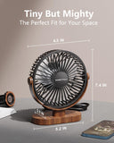 Sweetfull 6.5” USB Desk Fan Portable Quiet Mini Personal Fan with 3 Speeds & 360° Adjustable Airflow Wood Grain Design