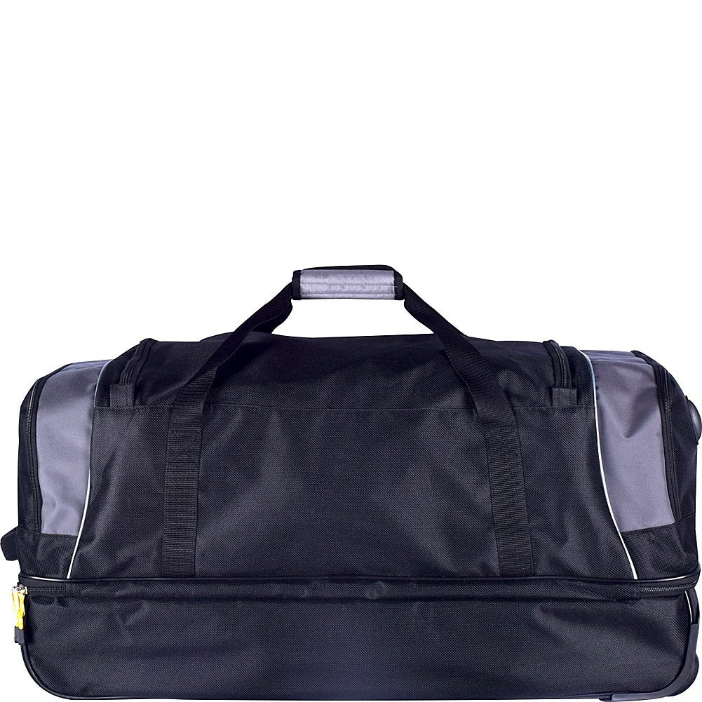 TPRC Sierra Madre 30” Rolling Duffel Bag, Large 103L Travel Duffle with In-Line Wheels (Black/Gray)