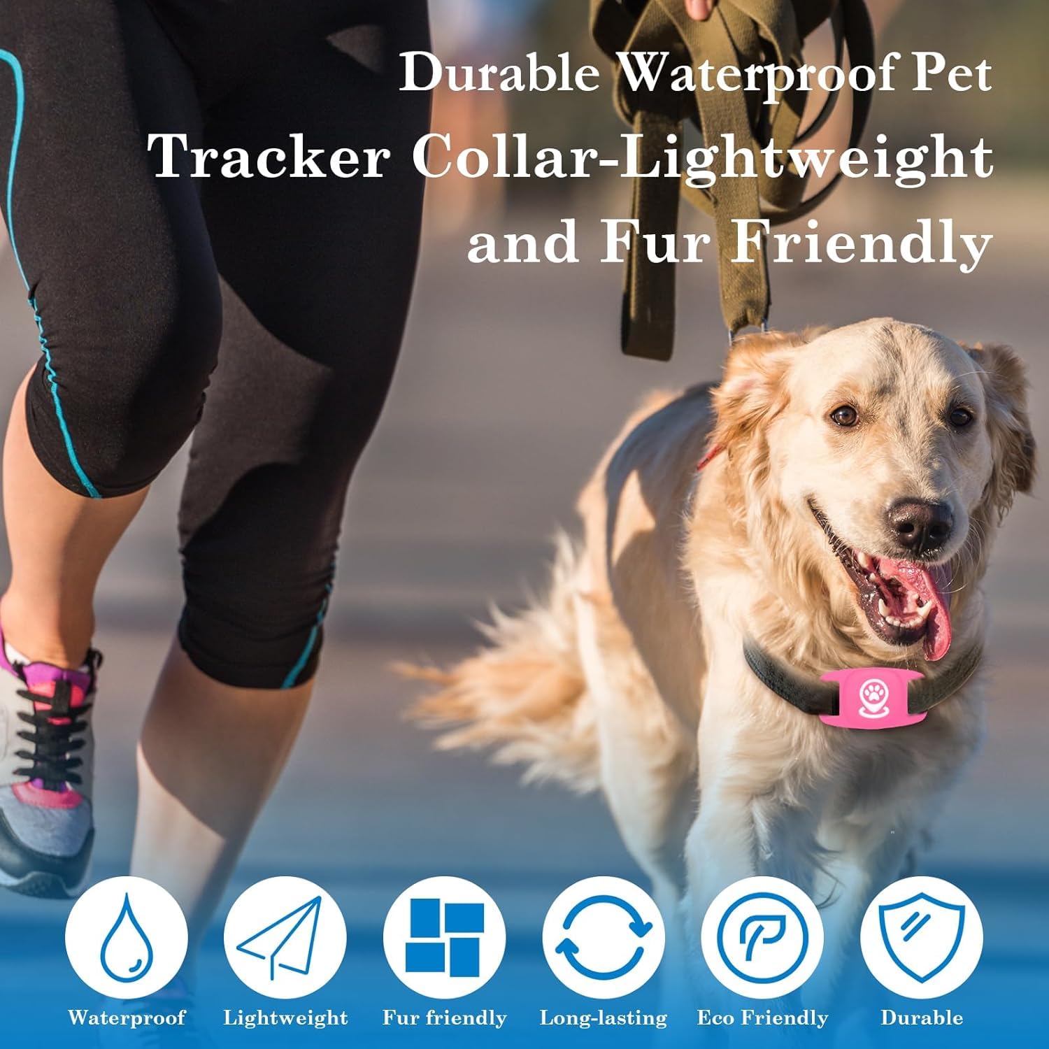 Smart Pet Tracker for Apple Find My Network – No Subscription Bluetooth Tracking Device with Protective Silicone Case for Cats & Dogs (Pink)