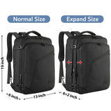 MATEIN 40–45L Expandable Carry-On Travel Backpack with Convertible Carry – Airline Approved – Black