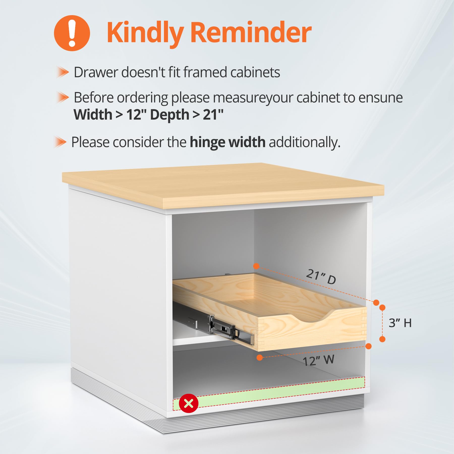 Solid Wood Pull-Out Cabinet Organizer with Soft-Close Slides – Heavy-Duty Slide-Out Drawer Shelf for Kitchen & Pantry