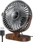 Sweetfull 6.5” USB Desk Fan Portable Quiet Mini Personal Fan with 3 Speeds & 360° Adjustable Airflow Wood Grain Design