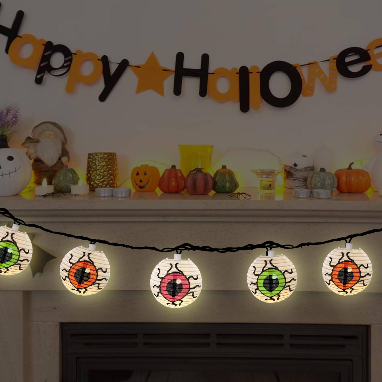 Halloween Eyeball String Lights – Multicolored Lantern Design (Indoor & Outdoor, Waterproof)