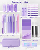 Purple Study Supplies Kit with Pens, Pencils and Notes