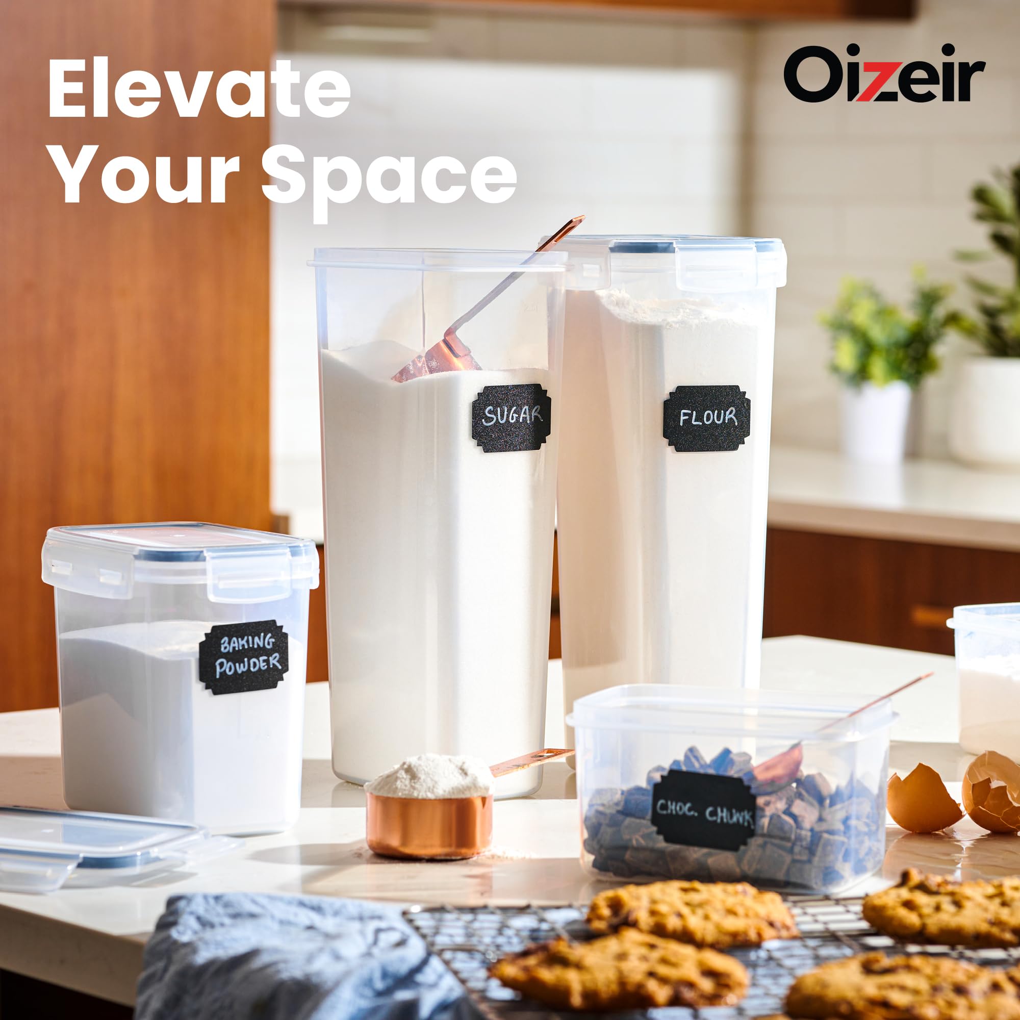 Airtight Food Storage Containers – 24 Pack Clear Pantry Canisters with Locking Lids & Labels