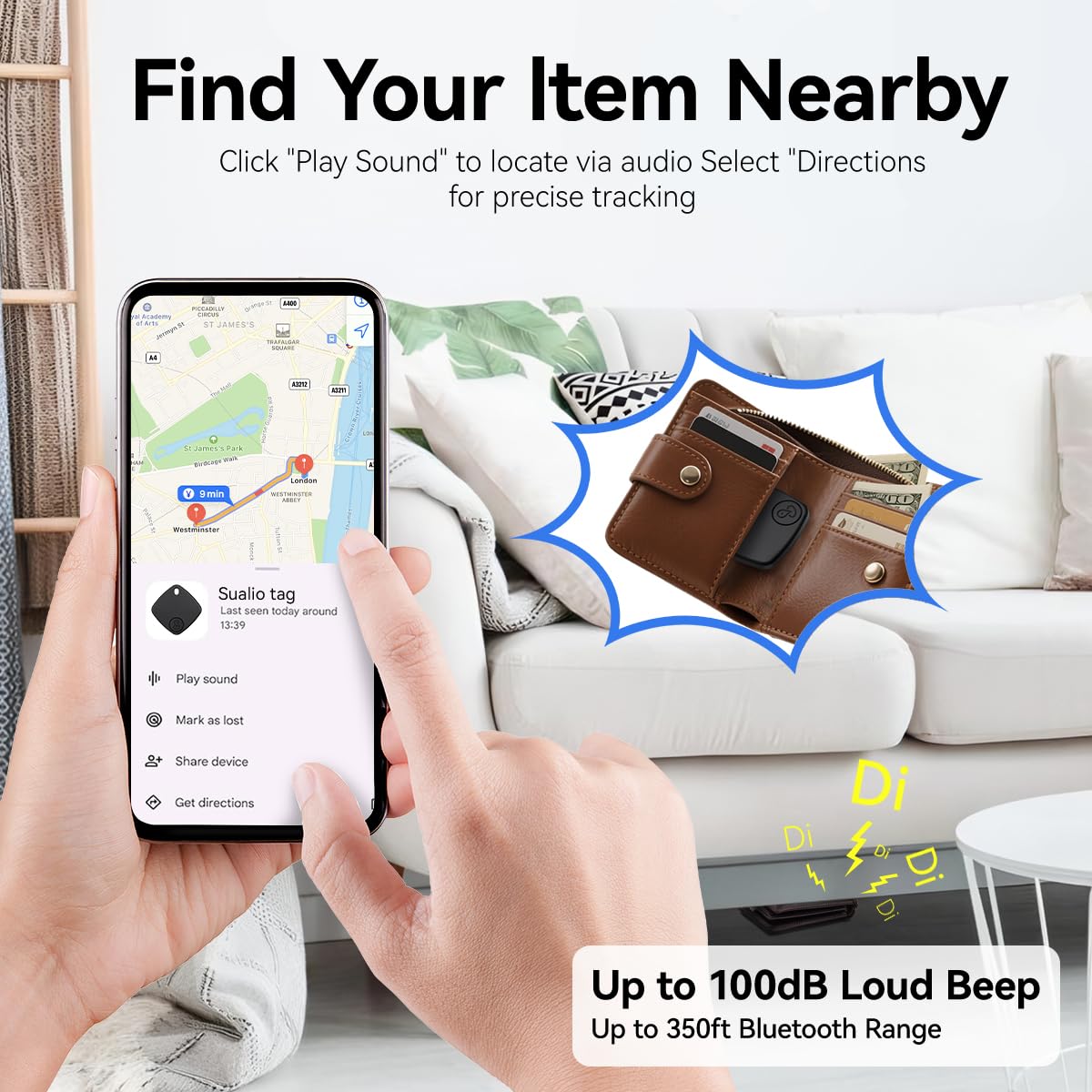 Android Find Hub Bluetooth Tracker Tag 4 Pack, Google Certified Item Finder with Global Tracking and Replaceable Battery