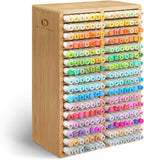 126-Marker Bamboo Desktop Organizer with 18 Compartments
