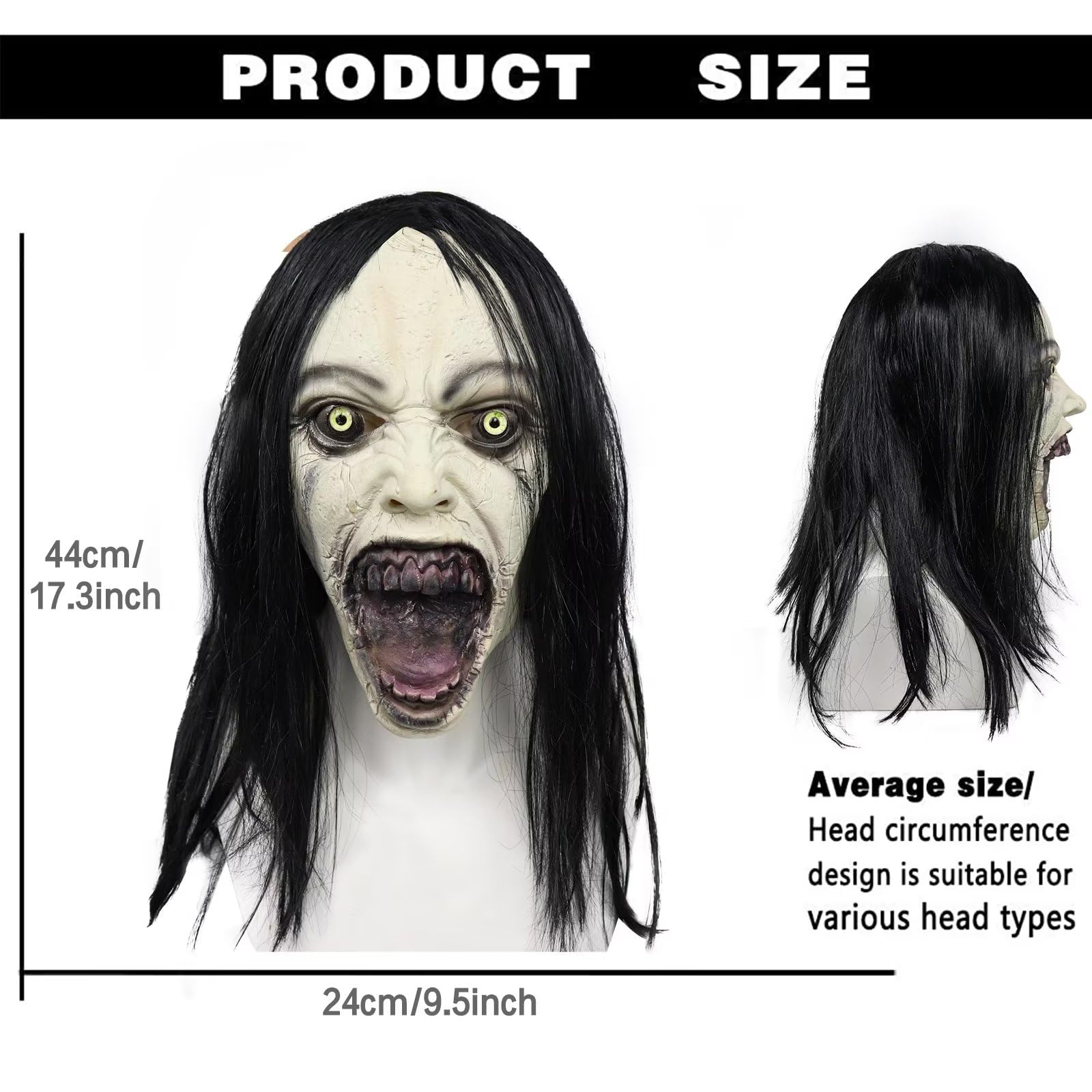 Full Head Demon Latex Mask – Realistic Horror Monster Mask for Halloween & Cosplay 😈🔥👹