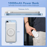 Magnetic Wireless Power Bank for iPhone & Apple Watch – 10000mAh Portable Charger with Built-in Cables & Wall Plug (White)