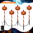 LOLStar Halloween Pathway Lights – 5 Jack-O’-Lantern Pumpkin Stakes with 8 Flashing Modes, Timer & Waterproof Battery Box (Orange, 8.8ft Strand)