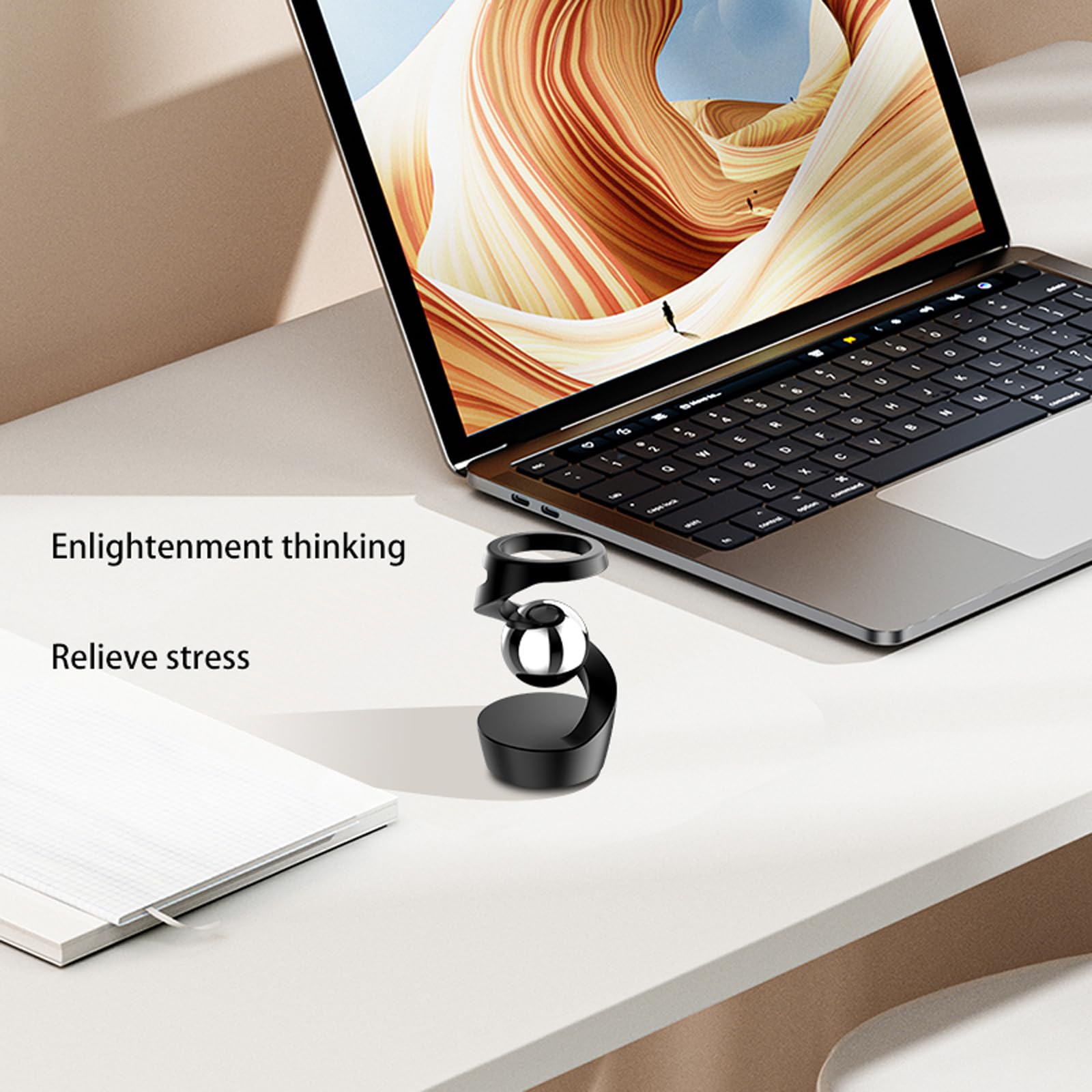 Kinetic Desk Fidget Toy Gravity Defying Metal Spinner Stress Relief Balance Desk Decor Gray Rose Gold