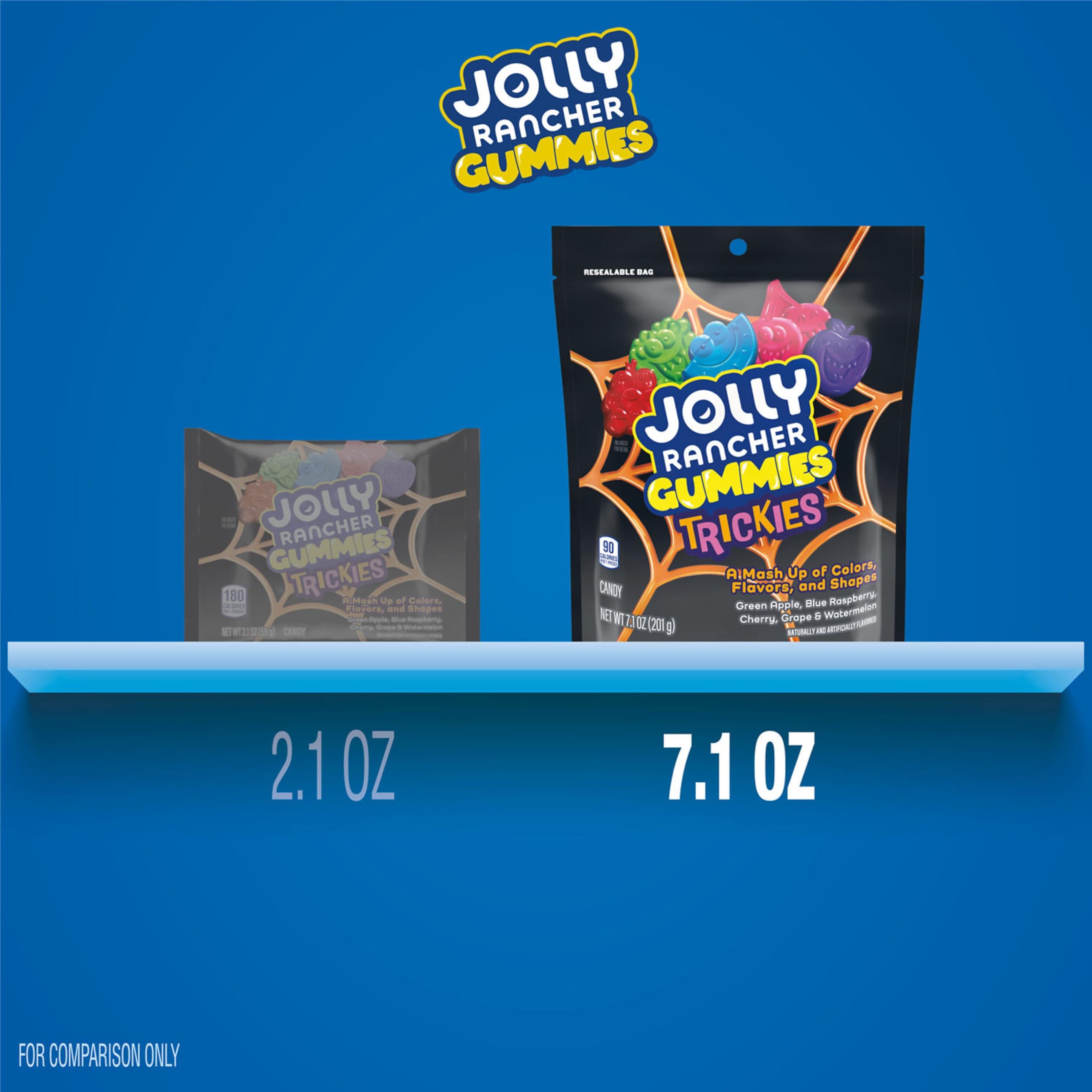 JOLLY RANCHER TRICKIES Gummies – Assorted Fruit Flavored Candy, 7.1 oz Resealable Bag
