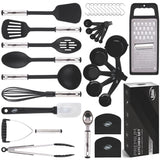 35-Piece Nylon & Stainless Steel Kitchen Utensil Set with Hanging Hooks