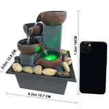 LED Mini Desktop Waterfall Fountain with Natural River Stones & ON/OFF Switch – Style 1