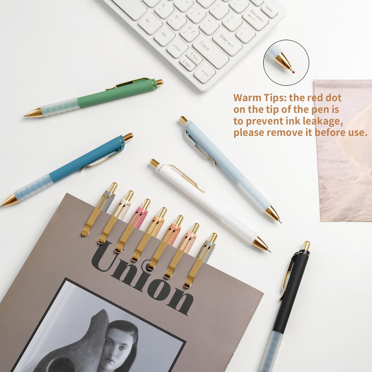 12-Pack Gold Retractable Black Ink Ballpoint Pens