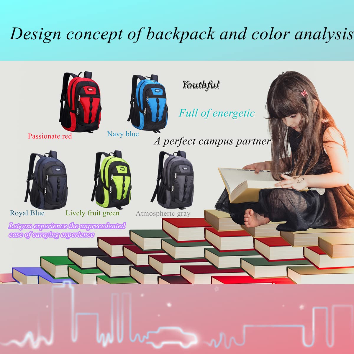 VIDOSCLA Kids School Backpack for Boys & Girls – Water-Resistant Lightweight Bookbag (Sky Blue)