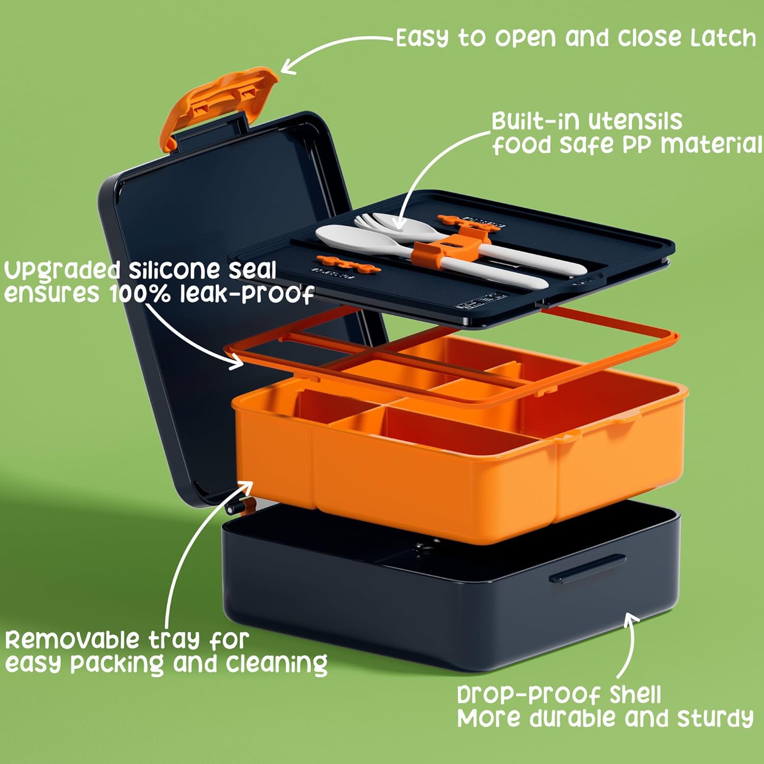Space 7-Piece Bento Lunch Set with 14 oz Bottle