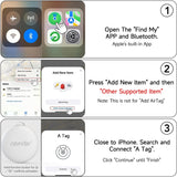 FONVOi Bluetooth Tracker Tag 4 Pack, Apple Find My Compatible Smart Item Locator with Loud Alarm and Replaceable Battery