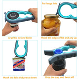 6-in-1 Jar & Bottle Opener – Non-Slip Multi-Size Lid Opener for Seniors & Arthritis