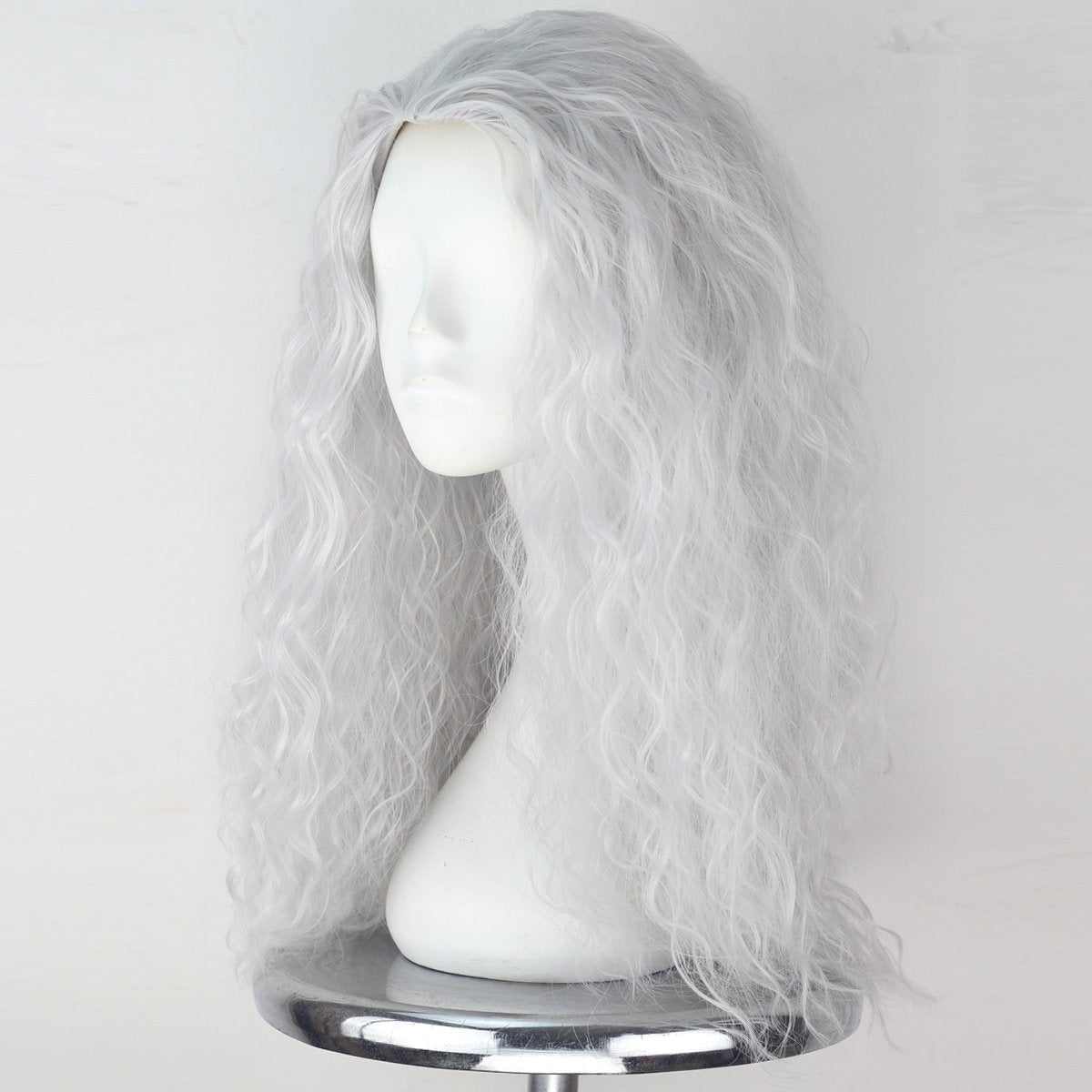 Silver Grey Long Wig for Women – 21.6" Heat Resistant Synthetic Hair with Adjustable Cap & Hairnet