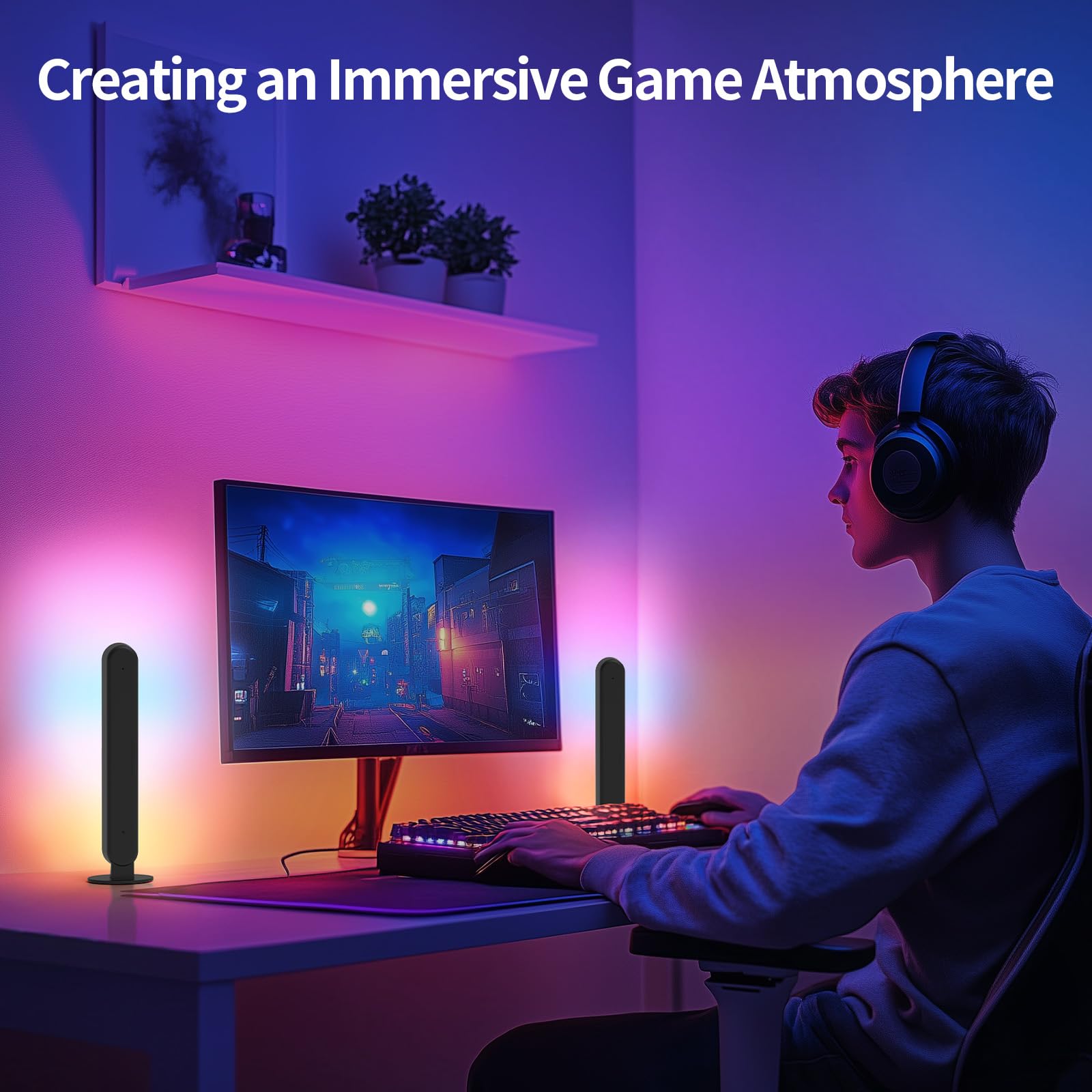 RGB-ICW Smart Light Bars for TV & Monitor with Bluetooth App Control – USB Powered Ambient Lighting