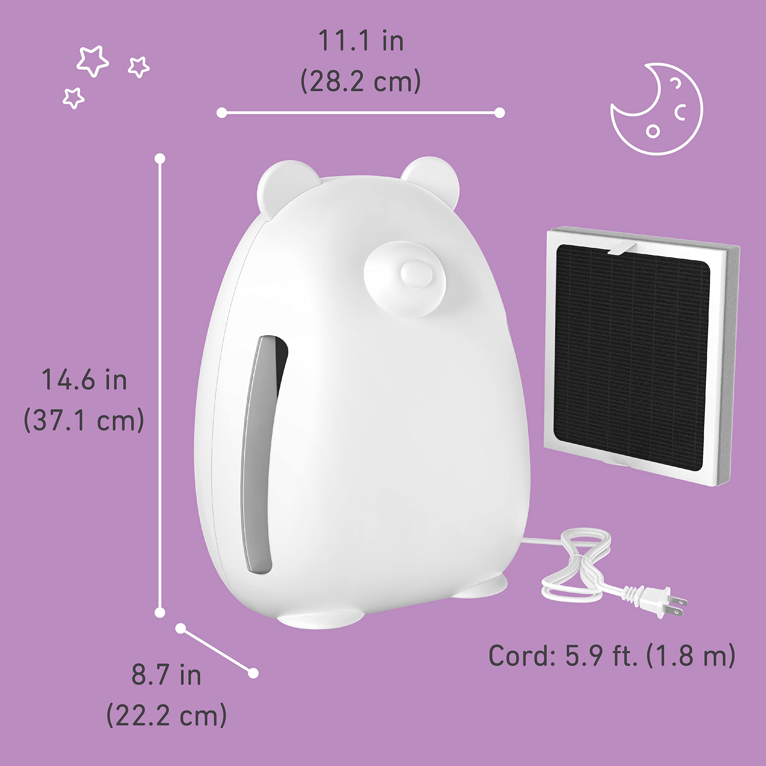 PureBaby HEPA Air Purifier with UV-C Light & 4-Stage Filtration – Kids Bedroom & Nursery Air Cleaner (263 sq ft Coverage)