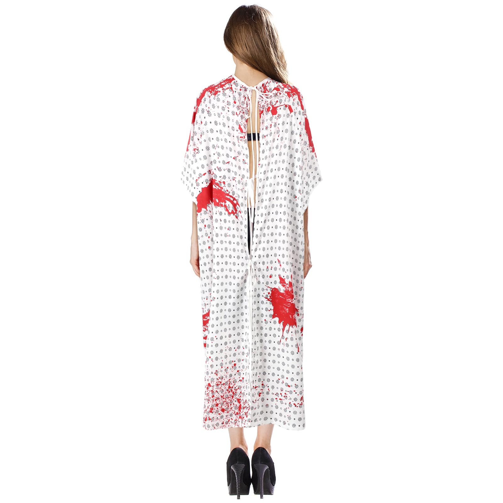 Bloody Hospital Patient Costume – Unisex Gown with Bloodstains & Gauze Bandage Set 🩸🏥
