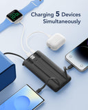 Ultra Slim 10000mAh Power Bank with Built-In Cables & LED Display – Fast Charging Portable Battery Pack (Black)