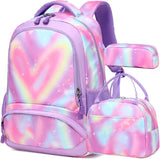 Purple Unicorn School Backpack Set with Lunch Bag
