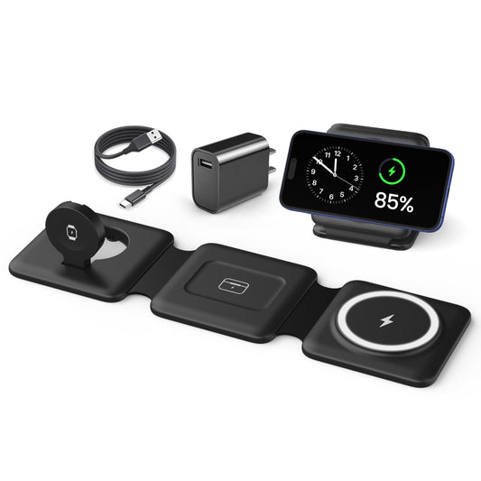 3-in-1 Foldable Magnetic Wireless Charging Station for iPhone, Apple Watch & AirPods
