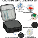 Black 4-Compartment Bento Set with 8 oz Food Jar