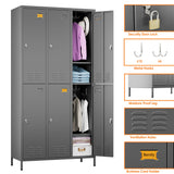 6-Door Metal Storage Locker – Heavy-Duty Employee Locker Cabinet with Hooks & Ventilation for Office, Gym & Home