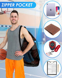 Heavy-Duty Mesh Soccer Ball Net Bag 100L – Large Capacity Drawstring Sports Equipment Storage with Zipper Pocket (Black)