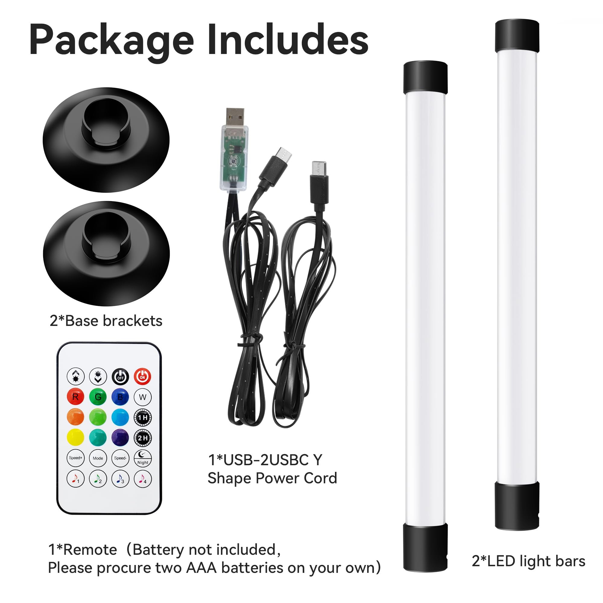 LotusLamp RGBW TV LED Light Bars with Audio Sync, 64+ Dynamic Modes & App Control – White + Black