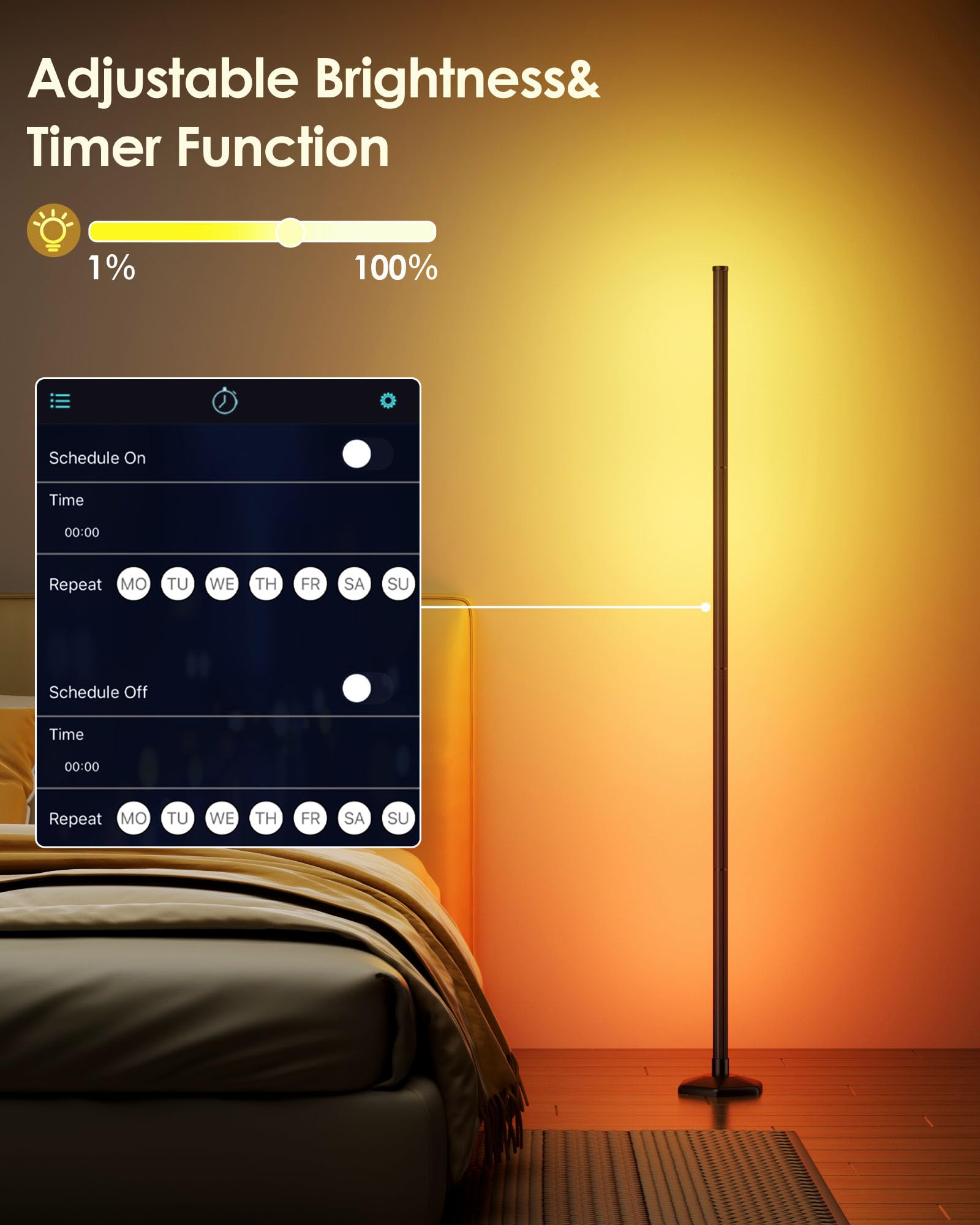 RGB+IC Smart Corner Floor Lamps (2PCS Set) – 65” Dynamic LED Ambient Lighting with App & Music Sync – Black