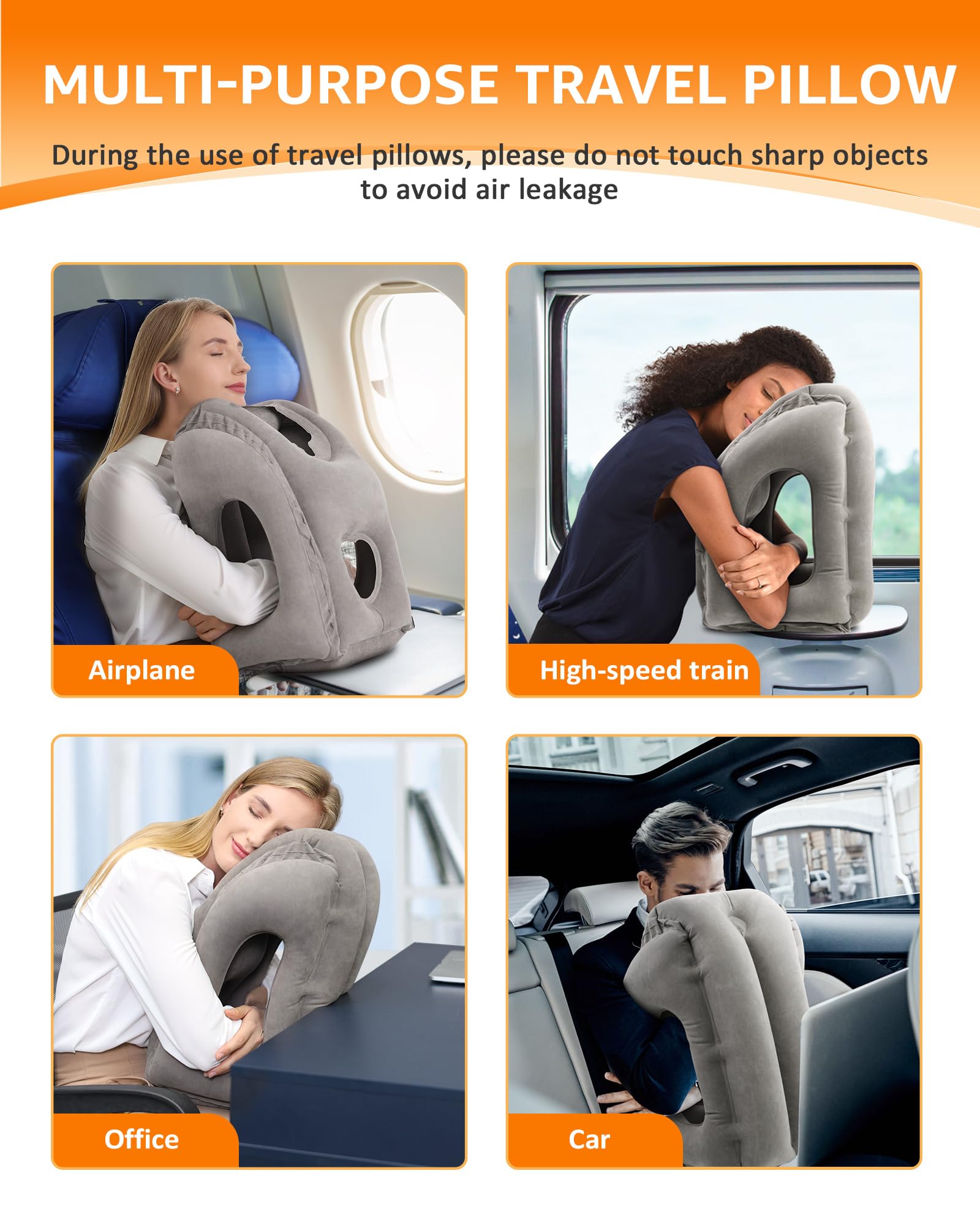 Inflatable Travel Neck Pillow with Eye Mask & Earplugs – Compact Airplane Pillow for Comfortable Flights & Travel Sleep
