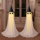 5FT Light-Up Halloween Ghost Decoration – Dual Power (USB/Battery) with 8 Lighting Modes, Remote & Water-Weighted Base (White)
