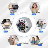 JACK Pomodoro Timer Productivity Cube with Visual Display, 3-5-10-25-30-60 Min Presets, Mute/Vibration/Sound Alerts, Rechargeable Focus Timer for Office, Study & ADHD – Silver
