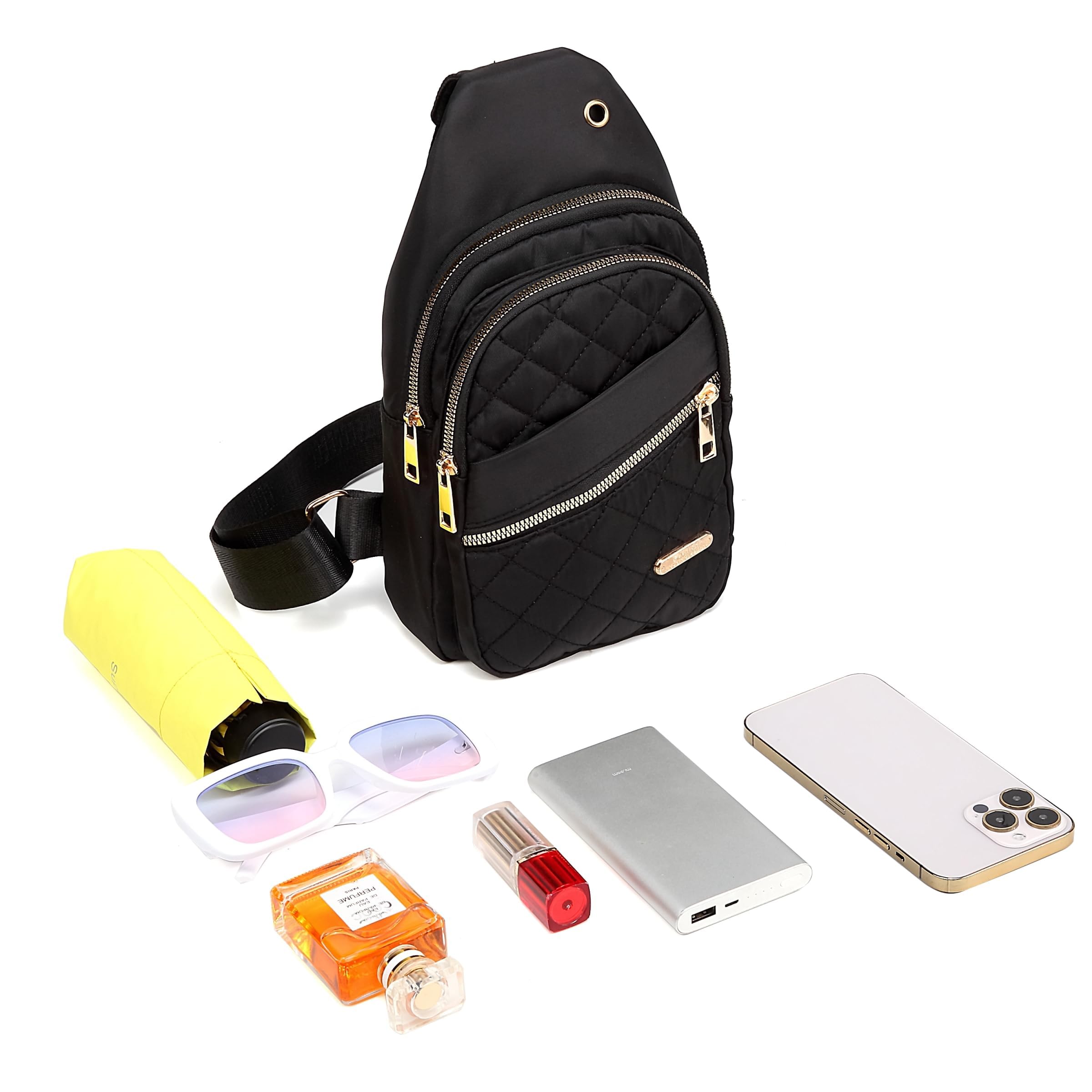 AOSTIHOT Small Sling Backpack for Women – Water-Resistant Crossbody Chest Daypack for Travel, Hiking & Sports (Black)