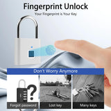 UMIKSMART Fingerprint Padlock with USB-C Rechargeable Battery, Biometric Keyless Lock for Gym Locker, Cabinets & Personal Storage