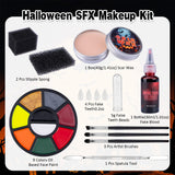 Halloween SFX Makeup Kit – Complete Special Effects Set with Fake Blood, Scar Wax, Bruise Palette & Vampire Teeth
