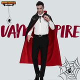Unisex Vampire Cape with Hood – Reversible Black & Red Dracula Cloak with Tattoo Scar (One Size)