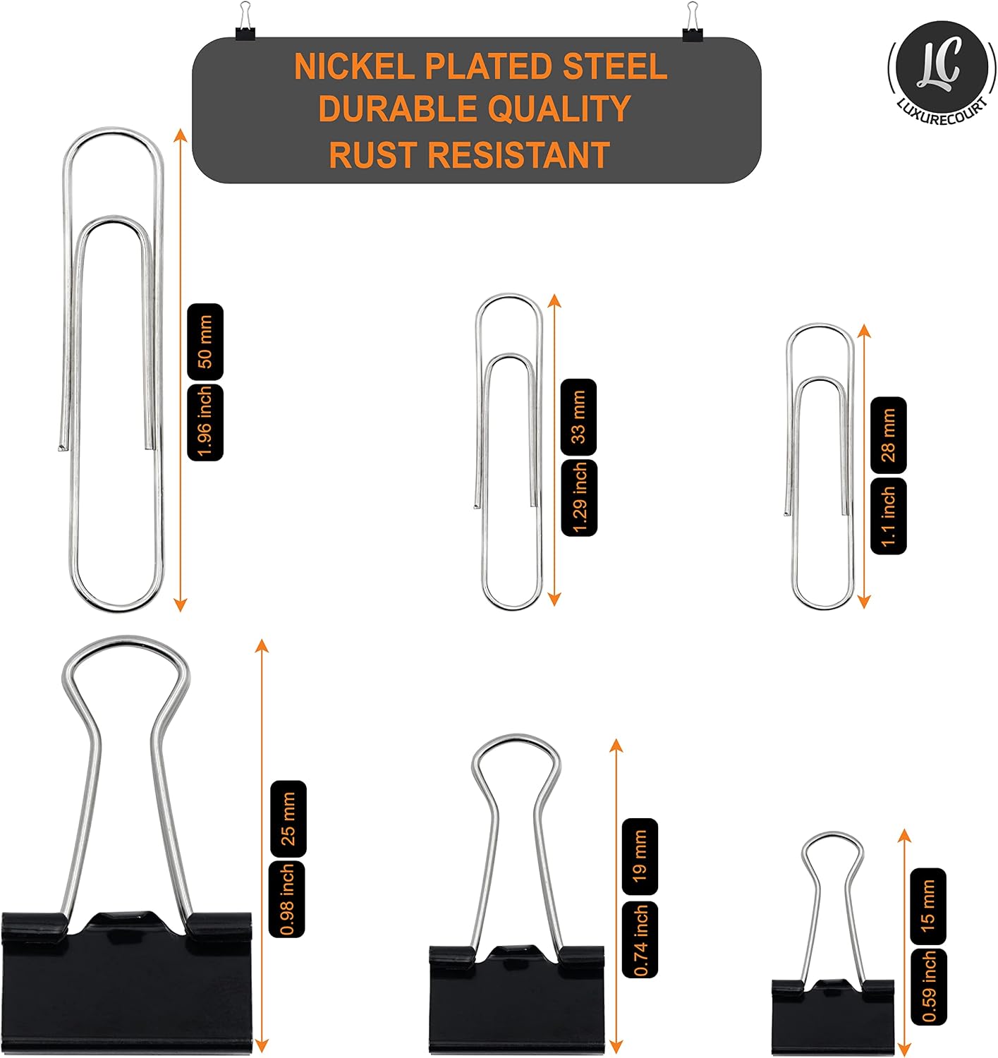 350-Piece Paper Clip and Binder Clip Organizer Set
