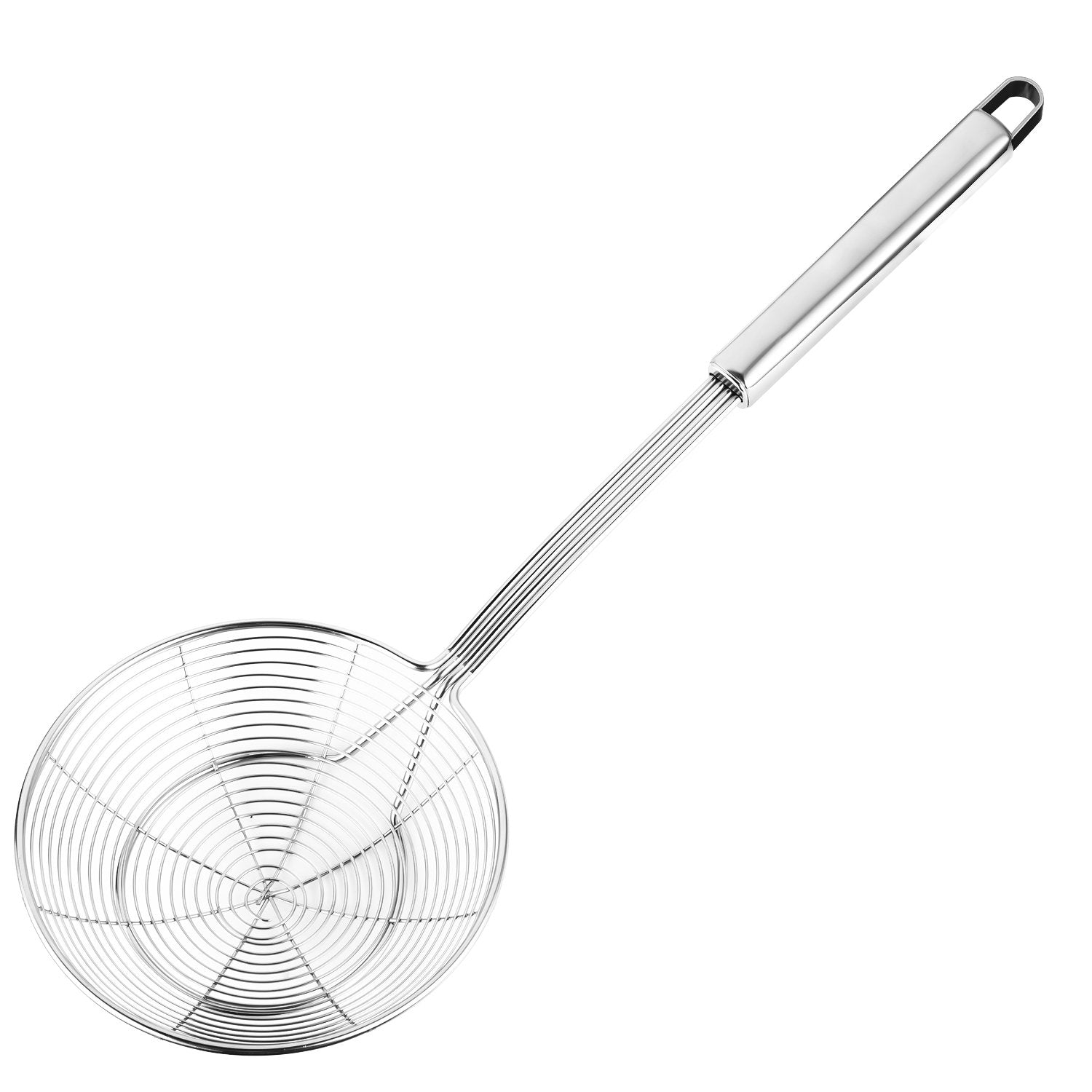 Stainless Steel Solid Skimmer Strainer – Heat Resistant Slotted Spoon with Long Handle