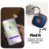 Tile Bluetooth Tracker Navy Blaze, Item Locator with 350 ft Range, SOS Alert, Life360 Compatible, Waterproof IP68, iOS & Android