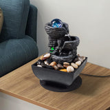 Modern Black Tabletop Water Fountain with LED Crystal Ball – Compact Indoor Zen Decor