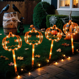 Jack-O’-Lantern Halloween Pathway Lights – 8.8ft Orange LED Pumpkin Stakes with Timer & 8 Lighting Modes (Battery Operated, Waterproof)